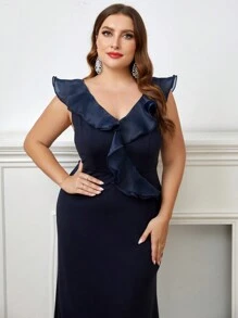 SHEIN Belle 大碼晚宴禮服裙（重工款） - 藏蓝色 - 查看 6