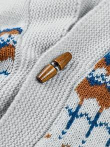 Manfinity Homme 男士幾何圖案前紐扣開襟衫 - 灰色 - 查看 6