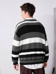 SHEIN Chico adolescente Jersey con patrón de rayas de hombros caídos sin camisa
