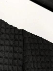 SHEIN LUNE Plus Dual Pocket Drop Shoulder Open Front Coat - Black - View 3