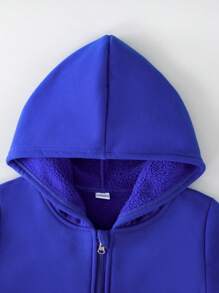 男童标语图案拉链卫衣 - 藍色 - 查看 7