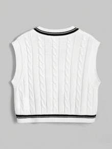 Emma Jane Creative 女士v領針織毛衣背心 - 杏色 - 查看 3