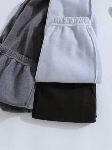 Teen Girl 3pcs Letter Graphic Thermal Sweatpants - Multicolor - View 4