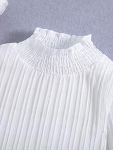 SHEIN Cô Gái Trẻ Lá sen tỉa Cổ giả Áo thun - trắng - Xem 6