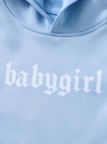 SHEIN Tween Girl Butterfly & Letter Graphic Sweatshirt - Blue - View 4