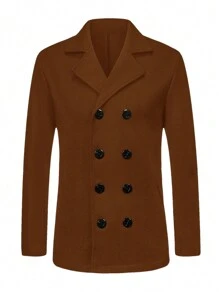 Manfinity Homme Men Double Breasted Lapel Collar Overcoat - Brown - View 5