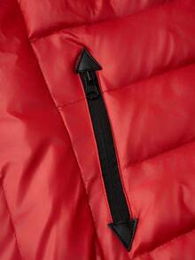 SHEIN LUNE 大碼拉鏈開襟連帽羽絨服 - 紅色 - 查看 3