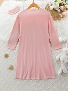 SHEIN Tween Girl Solid Half Button Placket Tee Dress