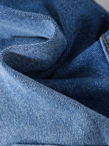 SHEIN Tween Boy Ripped Frayed Raw Trim Ripped Frayed Bleach Wash Jeans - Dark Wash - View 4