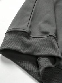 Manfinity Homme Men Plus Bird Embroidery Mock Neck Sweatshirt - Grey - View 5