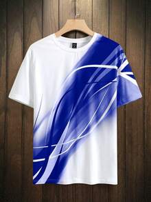 Manfinity Homme 男士圖案印花T恤 - 藍色 - 查看 3