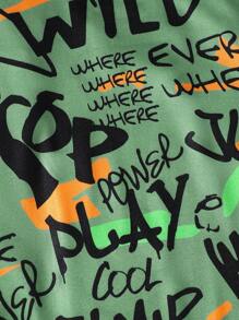 男嬰字母圖案運動衫&破洞補丁貼牛仔褲 - 綠色 - 查看 4