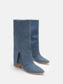 時髦和流行女性靴子 - 藍色 - 查看 2