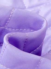 Baby Girl Button Front Hooded Quilted Coat Without Sweater