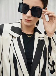 BizChic 條紋印花西裝領西裝外套 - 彩色 - 查看 5