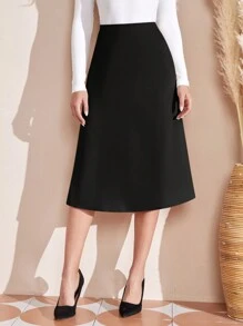 EMERY ROSE Fall Women ClothesFull Print High Waist A-Line Skirt, Casual & Holiday