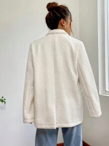 SHEIN EZwear Cổ áo Đôi ngực Chi tiết về Flap Áo vest - trắng - Xem 2