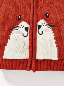 Cardigan Bayi Perempuan Zip Kartun - Rust Brown - View 4