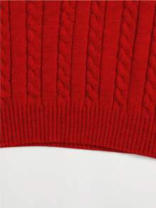 Elamini Cable Knit Sweater Vest For New Year Clothes - Red - View 5