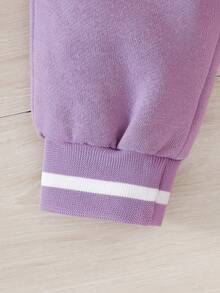 男嬰撞色插肩袖飛行員夾克和運動褲&T恤 - 紫色 - 查看 6