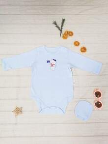 Baby Boy Cartoon Graphic Bodysuit - Blue - View 1