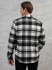 RueChic Men Plaid Print Pocket Patched Shacket - Multicolor - View 2
