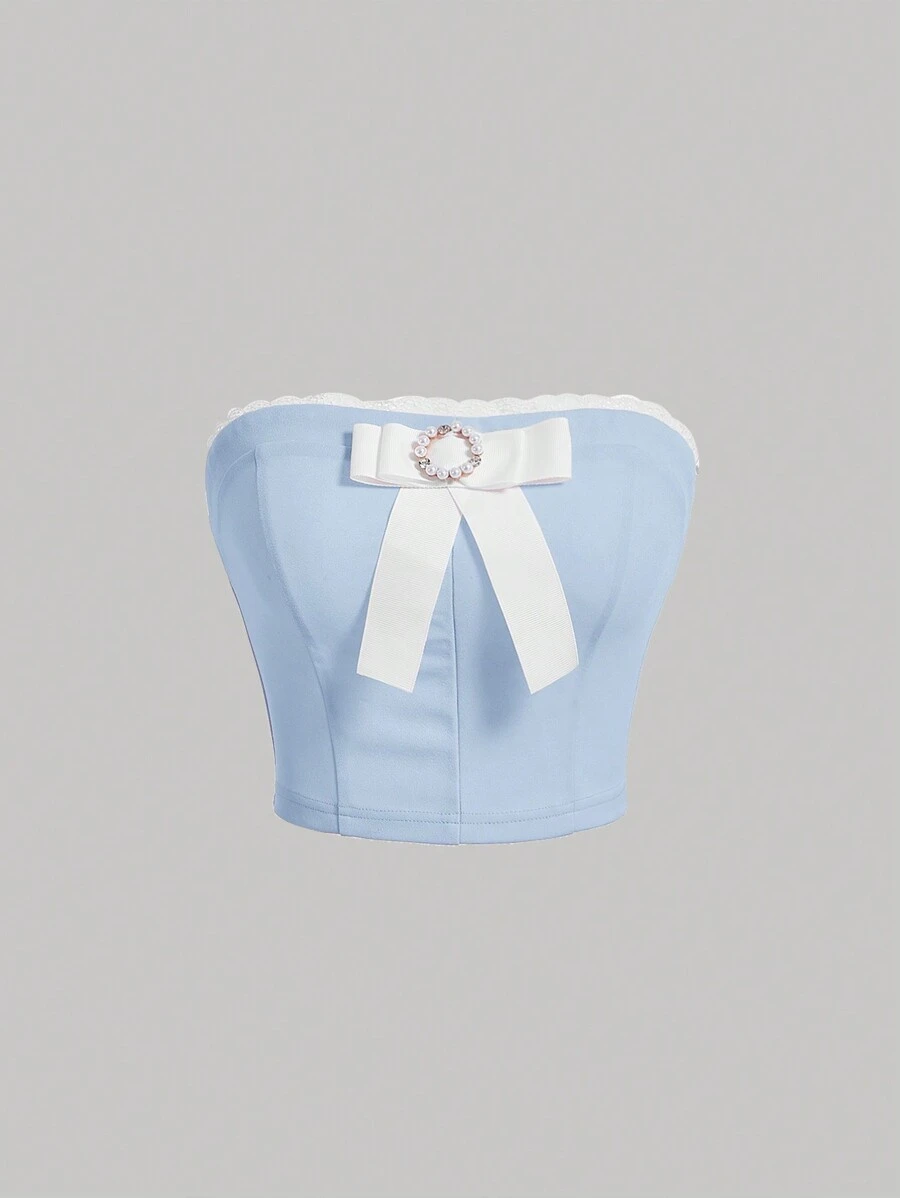 SHEIN MOD 前蝴蝶結抹胸上衣