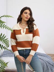 SHEIN CURVE+ Plus Two Tone Cable Knit Drop Shoulder Sweater Knit Pullover Fall Winter Outfit