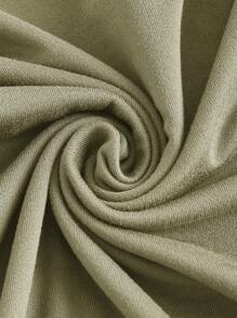 SHEIN EZwear Solid High Neck Ruched Tee - Olive Green - View 3