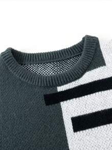 Männer Pullover mit Geo Muster, - Dunkelgrün - Übersicht 3