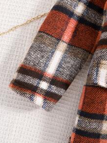 SHEIN 女小童格紋印花毛絨內襯粗呢大衣 - 彩色 - 查看 6