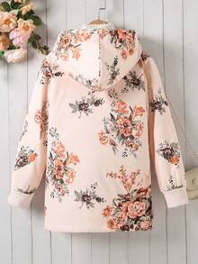 SHEIN 女大童印花毛絨內襯連帽外套 - 彩色 - 查看 2