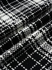 EMERY ROSE Plus Plaid Print Double Breasted Overcoat - Black - View 3