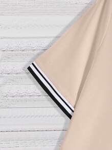 Manfinity Roughcore Men Letter Graphic Contrast Trim Tee - Khaki - View 3