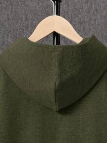 SHEIN 休閒撞色 字母男童（大）兩件套 - 墨綠色 - 查看 4