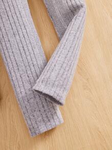 SHEIN Tween Girl 3pcs Letter Patched Detail Ribbed Knit Leggings - Multicolor - View 4