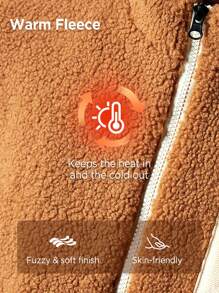 In My Nature 男士拼接面落肩袖拉鍊戶外搖粒絨夾克 - 卡其色 - 查看 3