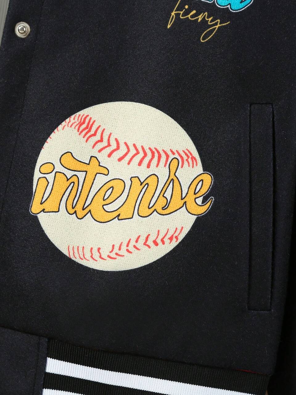 1pc Teen Girls' Thick Woolen Jacket With Baseball Collar And Letter Pattern For Autumn And Winter