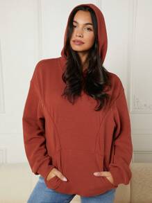 MaterniWear Maternity Drop Shoulder Kangaroo Pocket Nursing Hoodie With Long Sleeve