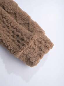 Manfinity Hypemode Loose Fit Men's Kangaroo Pocket Drawstring Fuzzy Hoodie - Khaki - View 3