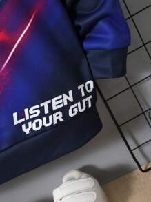 SHEIN Young Boy Car & Letter Graphic Sweatshirt - Black - View 4