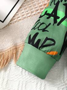 男嬰字母圖案運動衫&破洞補丁貼牛仔褲 - 綠色 - 查看 6