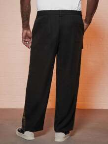 Manfinity Homme Men Plus Camo Print Flap Pocket Cargo Pants - Black - View 2