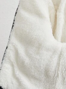 SHEIN 年轻男孩卡通图案拉链连帽保暖衬垫外套 - 軍綠色 - 查看 4