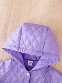 Baby Girl Button Front Hooded Quilted Coat Without Sweater
