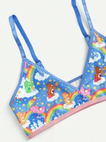 ROMWE X Care Bears Cartoon Printed Bra And Underwear Set - Multicolor - View 3