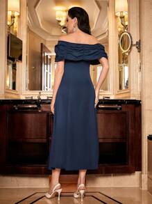 Modelyn Vestido de hombros descubiertos fruncido con diseño de fruncido