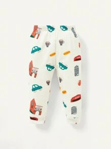 Cozy Pixies 嬰兒男童緊身卡通印花圓領上衣和褲子睡衣套裝 - 白色 - 查看 2