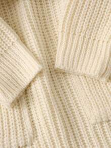 SHEIN 女小童插肩袖口袋貼布腰帶毛衣洋裝