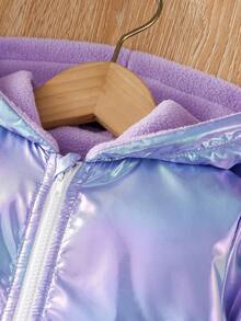 Baby Girl Holographic Zip Up Hooded Jacket - Multicolor - View 5